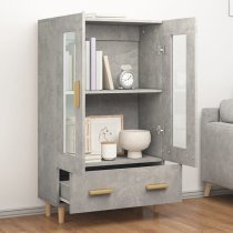 Scipo Wooden Highboard With 2 Doors 1 Drawers In Concrete Effect