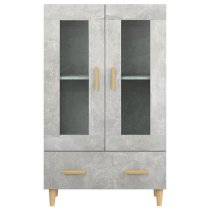 Scipo Wooden Highboard With 2 Doors 1 Drawers In Concrete Effect