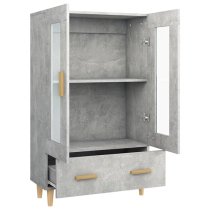 Scipo Wooden Highboard With 2 Doors 1 Drawers In Concrete Effect