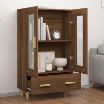 Scipo Wooden Highboard With 2 Doors 1 Drawers In Brown Oak