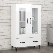 Taszi High Gloss Highboard With 2 Doors 1 Drawers In White