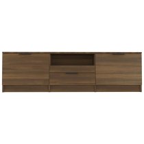 Kenna Wooden TV Stand With 2 Doors 1 Drawer In Brown Oak