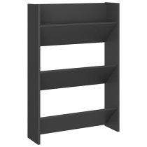 Benicia Wall Wooden Shoe Cabinet With 3 Shelves In Grey