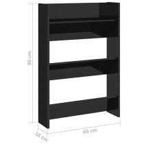 Benicia Wall High Gloss Shoe Cabinet With 6 Shelves In Black