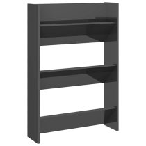 Benicia Wall High Gloss Shoe Cabinet With 6 Shelves In Grey