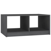 Cason Solid Pinewood Coffee Table With Shelf In Grey