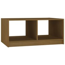 Cason Solid Pinewood Coffee Table With Shelf In Honey Brown