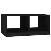 Cason Solid Pinewood Coffee Table With Shelf In Black