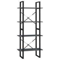 Aharon 4-Tier Solid Pinewood Bookshelf In Grey