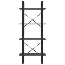 Aharon 4-Tier Solid Pinewood Bookshelf In Grey