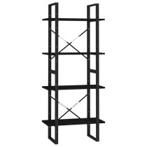 Aharon 4-Tier Solid Pinewood Bookshelf In Black