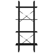 Aharon 4-Tier Solid Pinewood Bookshelf In Black