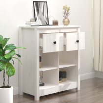 Giles Pine Wood Sideboard With 2 Drawers In White