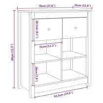 Giles Pine Wood Sideboard With 2 Drawers In White