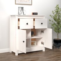 Giles Pine Wood Sideboard With 2 Doors 2 Drawers In White