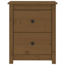 Chael Pine Wood Bedside Cabinet With 2 Drawers In Honey Brown