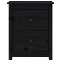 Chael Pine Wood Bedside Cabinet With 2 Drawers In Black