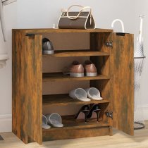 Betsi Wooden Shoe Storage Cabinet With 2 Doors In Smoked Oak