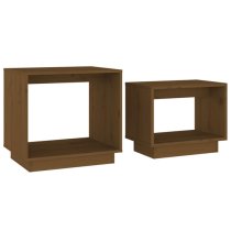 Devery Pine Wood Nest Of 2 Coffee Tables In Honey Brown