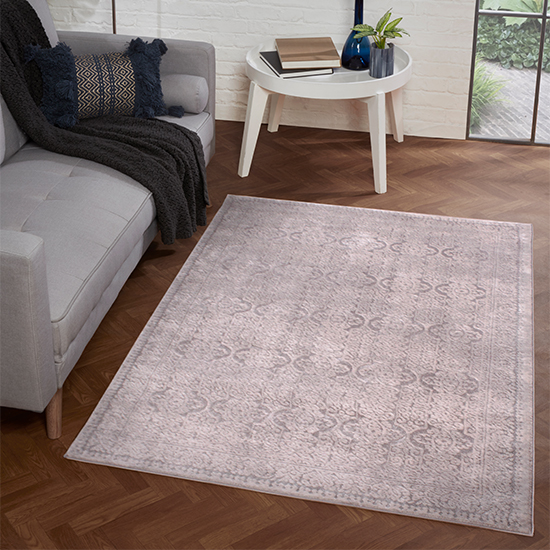 Arabella Opaque 120x170cm Damask Pattern Rug In Cream