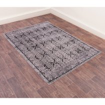 Arabella Opaque 120x170cm Damask Pattern Rug In Black