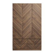 Cianna Wooden Wardrobe With 3 Doors 4 Drawers In Royal Walnut