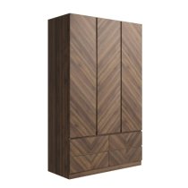 Cianna Wooden Wardrobe With 3 Doors 4 Drawers In Royal Walnut