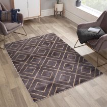 Bianco 196QA 80x150cm Luxury Rug In Dark Grey And Gold