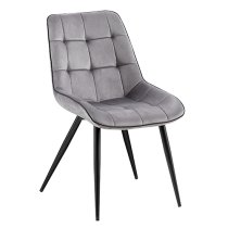 Pekato Grey Fabric Dining Chairs With Black Legs In Pair