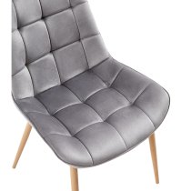 Primo Fabric Dining Chair In Grey With Oak Legs