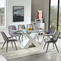 Zanti Clear Glass Dining Table White White High Gloss Base