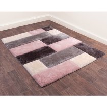 Blocks Polyester 60x110cm 3D Carved Rug In Blush