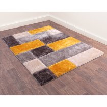 Blocks Polyester 120x170cm 3D Carved Rug In Ochre