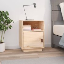 Fruma Pine Wood Bedside Cabinet With 1 Door In Natural