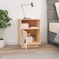 Fruma Pine Wood Bedside Cabinet With 1 Door In Natural