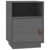 Fruma Pine Wood Bedside Cabinet With 1 Door In Grey