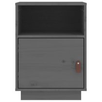 Fruma Pine Wood Bedside Cabinet With 1 Door In Grey