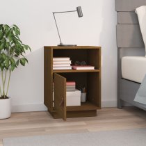 Fruma Pine Wood Bedside Cabinet With 1 Door In Honey Brown