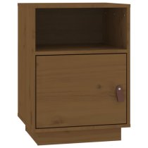 Fruma Pine Wood Bedside Cabinet With 1 Door In Honey Brown