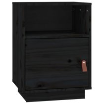 Fruma Pine Wood Bedside Cabinet With 1 Door In Black