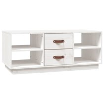 Aivar Pine Wood Coffee Table With 2 Drawers In White