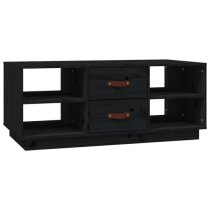 Aivar Pine Wood Coffee Table With 2 Drawers In Black