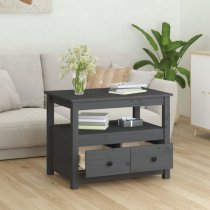 Aitla Pine Wood Coffee Table With 2 Drawers In Grey