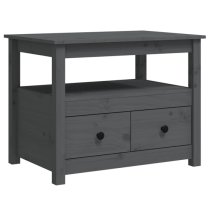 Aitla Pine Wood Coffee Table With 2 Drawers In Grey