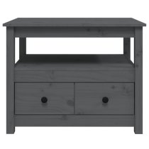 Aitla Pine Wood Coffee Table With 2 Drawers In Grey