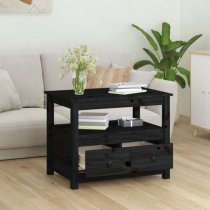 Aitla Pine Wood Coffee Table With 2 Drawers In Black