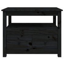 Aitla Pine Wood Coffee Table With 2 Drawers In Black