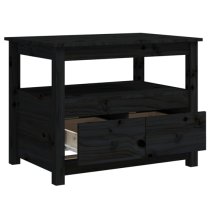 Aitla Pine Wood Coffee Table With 2 Drawers In Black