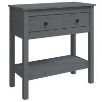 Belva Pine Wood Console Table With 2 Drawers In Grey