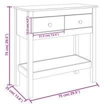 Belva Pine Wood Console Table With 2 Drawers In Grey